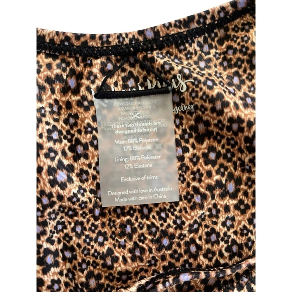Kulani Kinis Women's Bikini Set Leopard Print Top M Bottoms L New Swim Suit